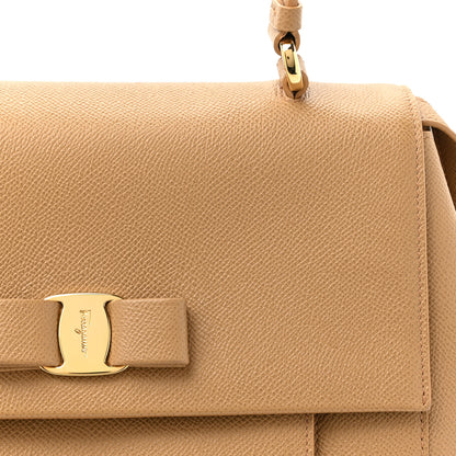 Salvatore Ferragamo Hammered Calfskin Carrie O Shoulder Bag Camel 7 of 11