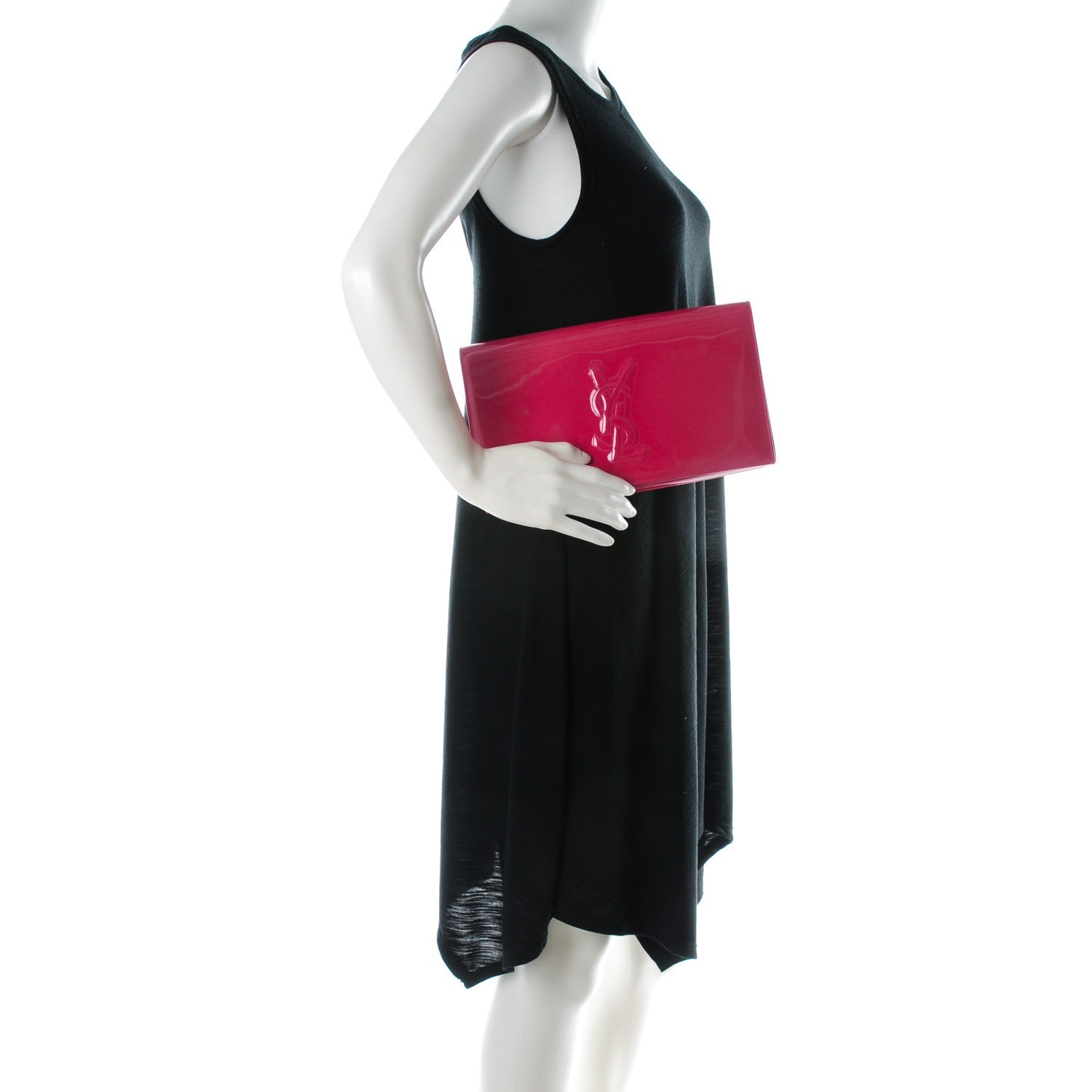 Saint Laurent Patent Large Belle De Jour Clutch Fushia 2 of 7