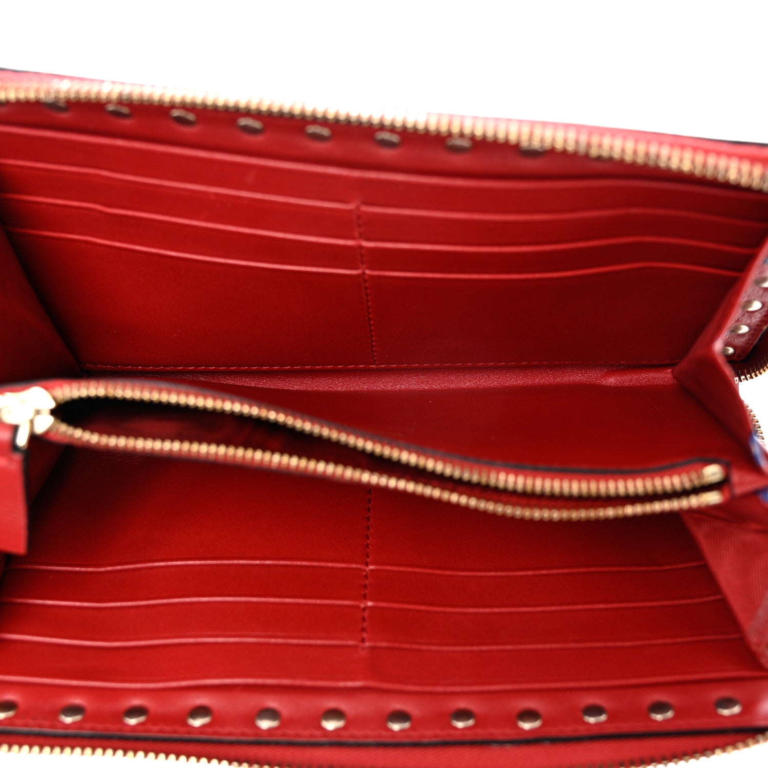 Valentino Garavani Canvas Enchanted Wonderland Rockstud Zip Around Wallet Rosso 5 of 7