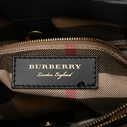 Burberry Grainy Calfskin Perforated Medium Broguing Tassel Banner Tote Black 6 of 9