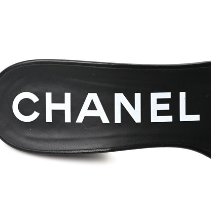 Chanel Lambskin Quilted Textured CC Mules 39 Black 8 of 10