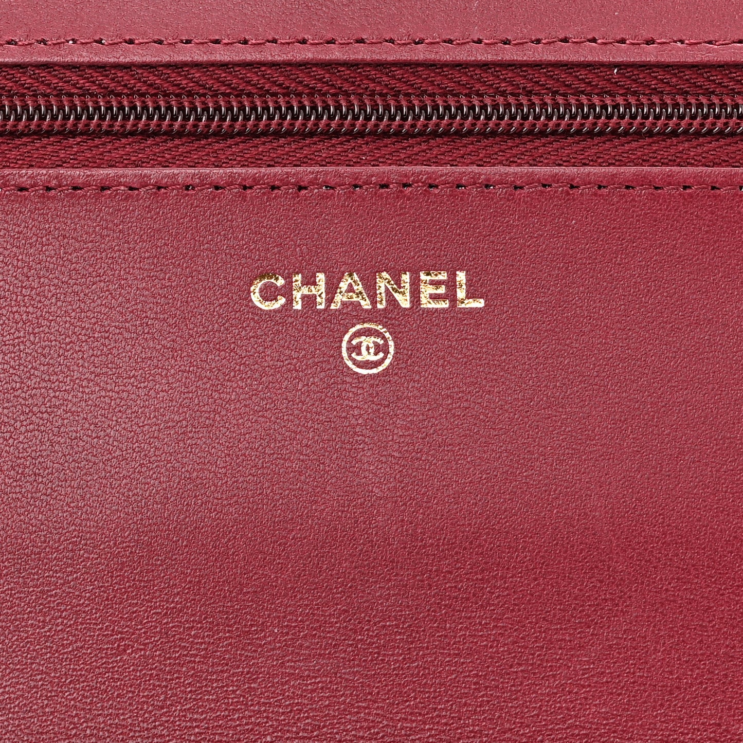 Lambskin Resin Quilted Coco Hearts Wallet On Chain WOC Burgundy