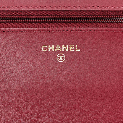 Chanel Lambskin Resin Quilted Coco Hearts Wallet On Chain WOC Burgundy 6 of 12