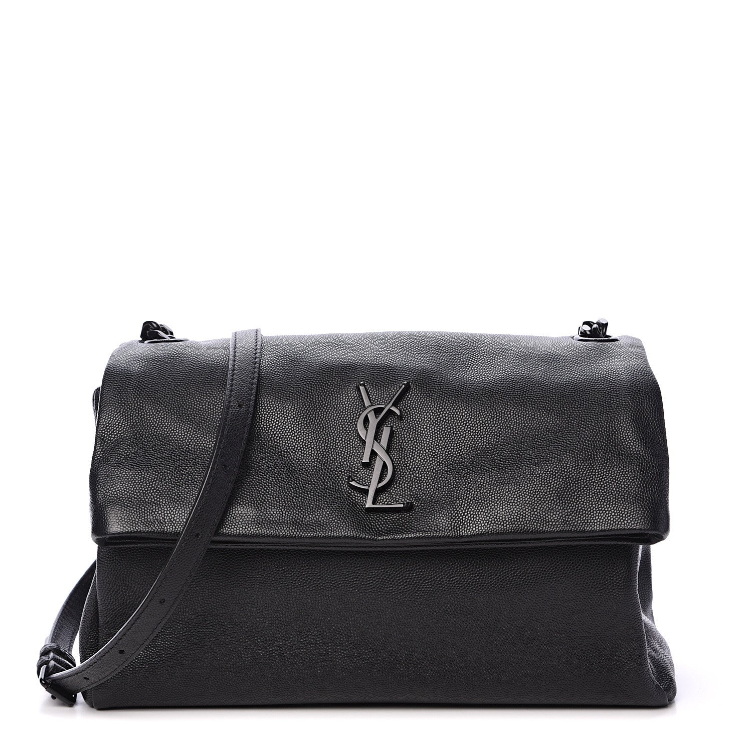 Saint Laurent Grain De Poudre Medium West Hollywood Monogram Fold-Over Black 1 of 9
