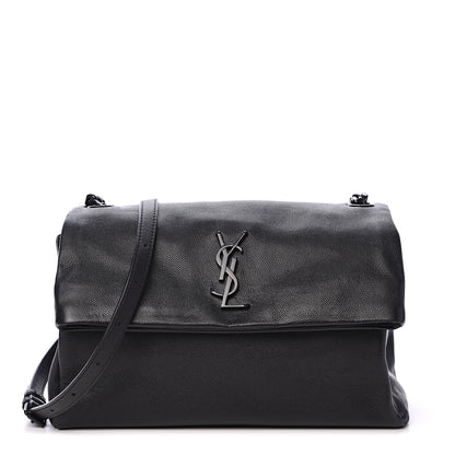 Saint Laurent Grain De Poudre Medium West Hollywood Monogram Fold-Over Black 1 of 9
