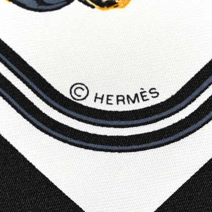 Hermes Silk Brides de Gala Nano Scarf 20 Black White Or 4 of 4