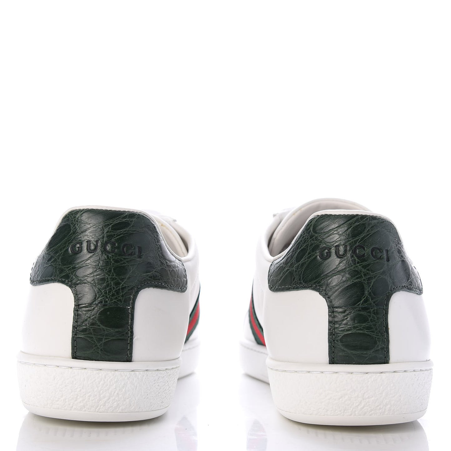 Calfskin Crocodile Web Ace Sneakers 38.5 White Green