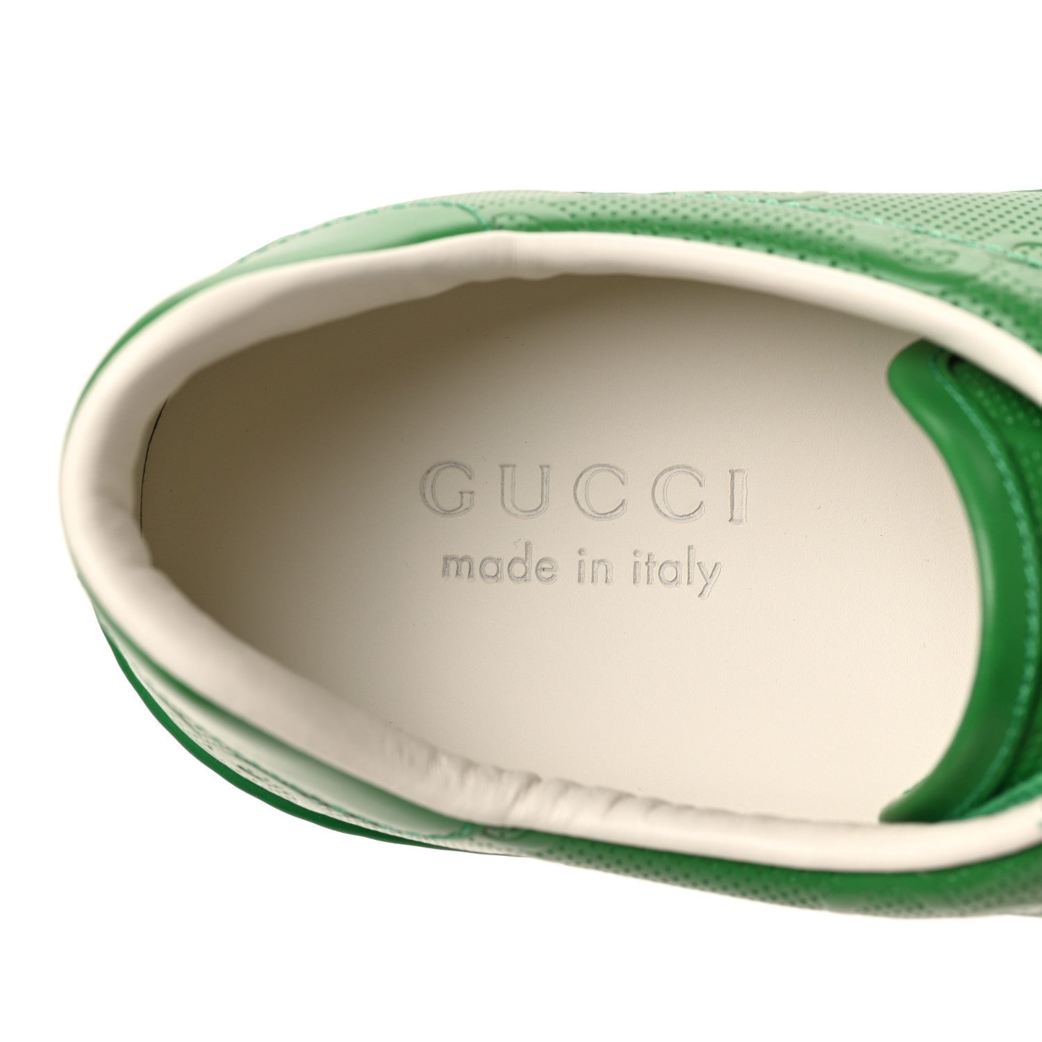 Gucci Calfskin GG Tennis Embossed Mens Ace Sneakers 8 New Shamarock 9 of 10
