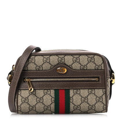 Gucci GG Supreme Monogram Web Mini Ophidia Shoulder Bag Brown 1 of 12