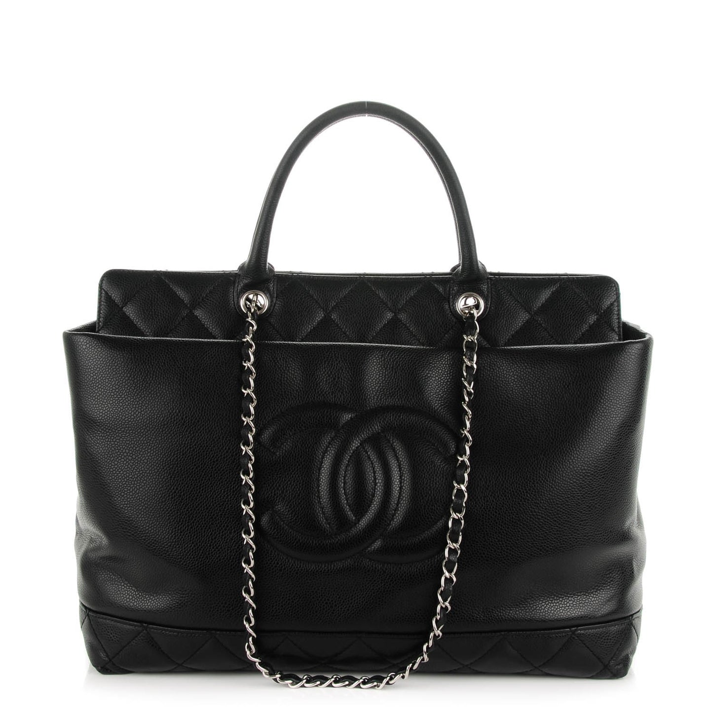 Caviar Large Soft CC Top Handle Tote Black