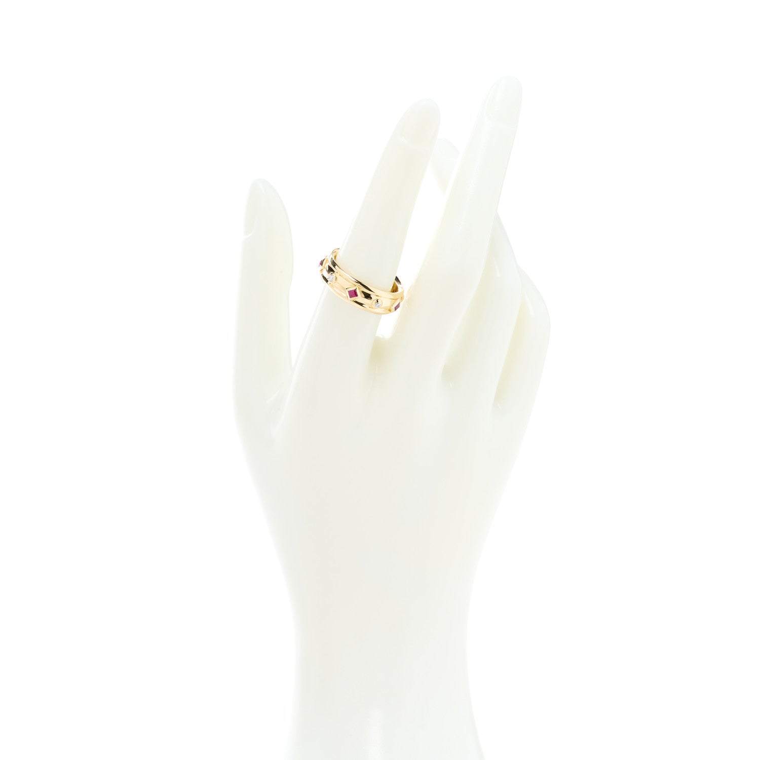 David Yurman 18K Yellow Gold Diamond Ruby Modern Renaissance Ring 54 7 2 of 4