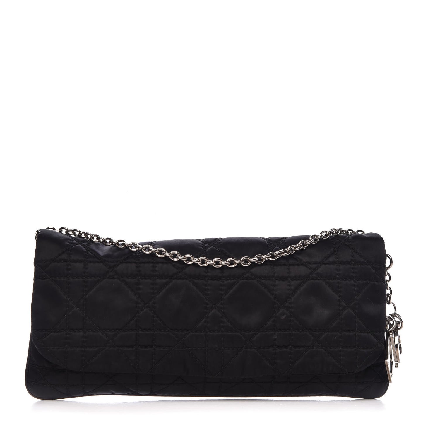 Satin Cannage Lady Dior Convertible Clutch Black