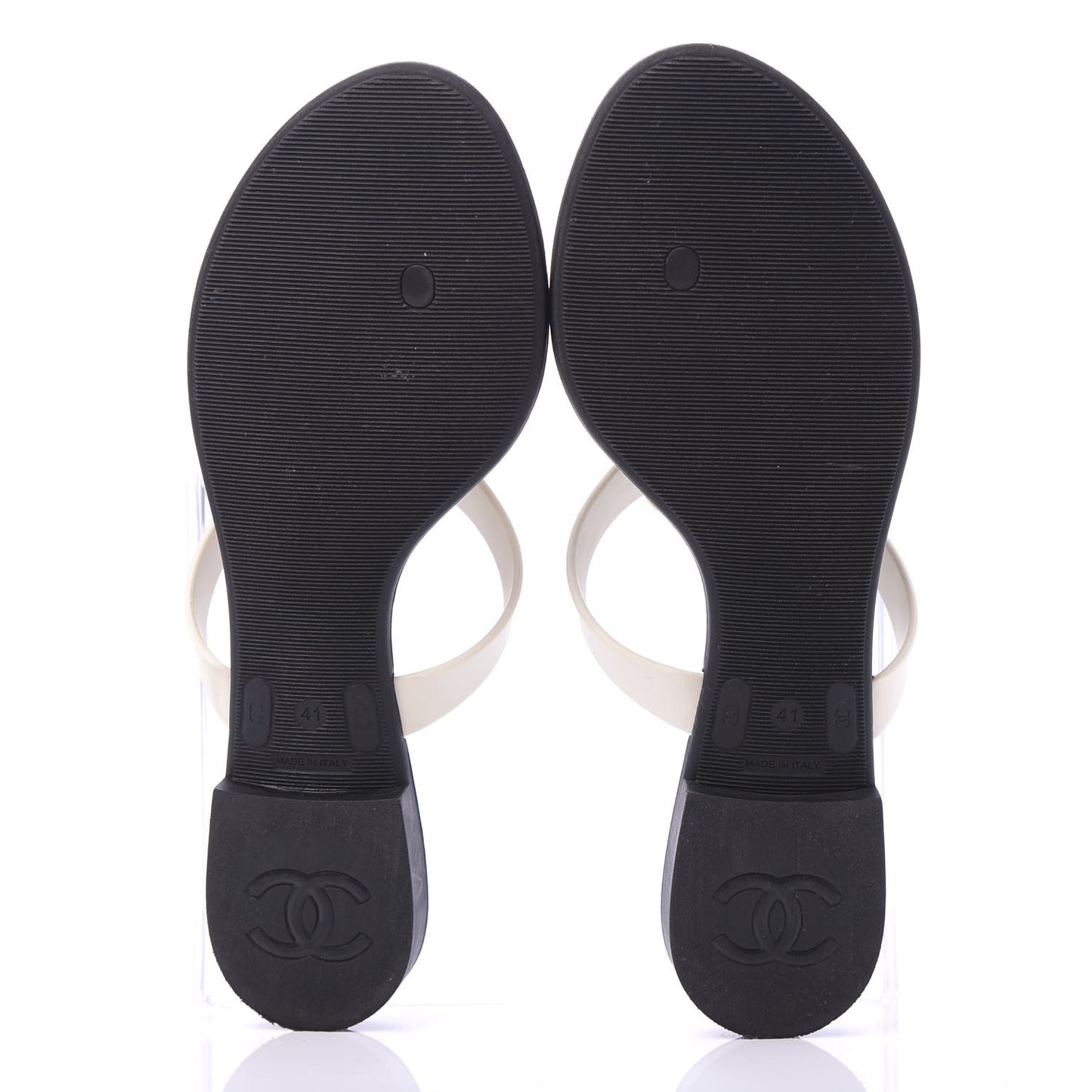 Jelly Quilted Camellia Thong Sandals 41 Black White