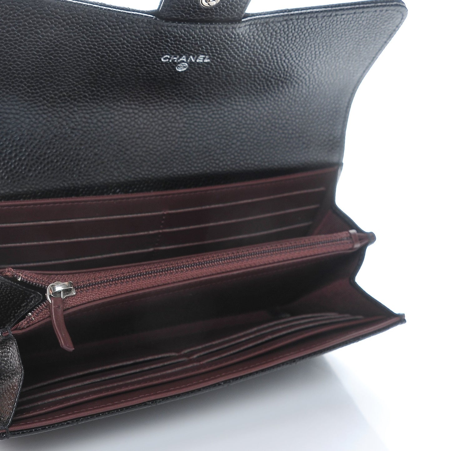Caviar Quilted Large Gusset Flap Wallet Black