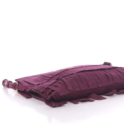 Burberry Suede Fringe Peyton Crossbody Clutch Bag Magenta 9 of 11