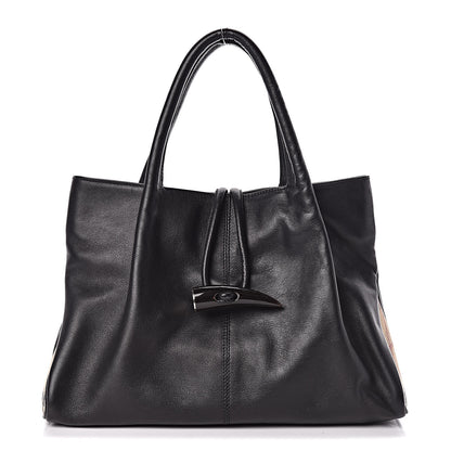Burberry Smooth Calfskin Haymarket Check Horn Shoulder Bag Black 1 of 9