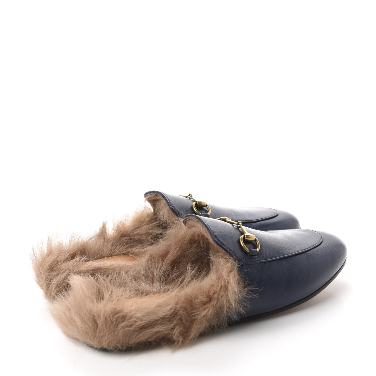 Malaga Kid Fur Womens Princetown Slippers 39 Blue Agata