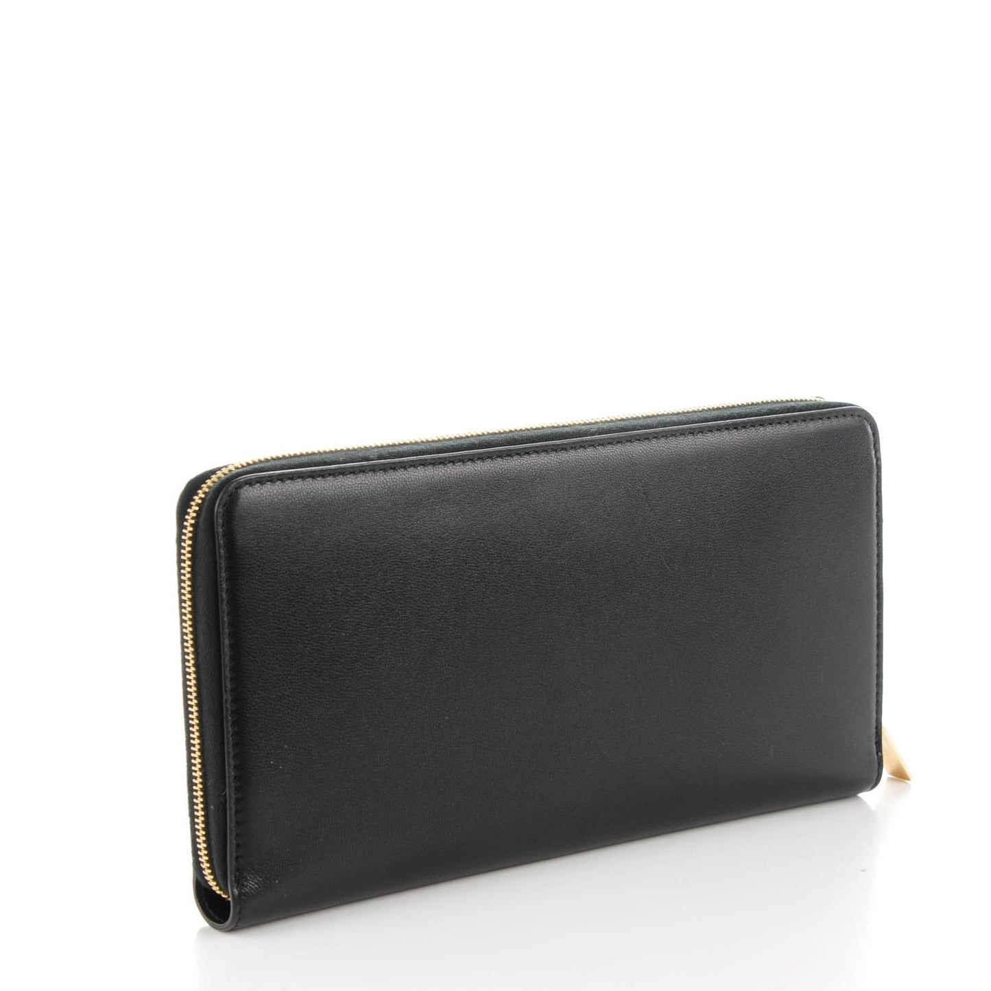 Lambskin Large Zip Around Multifunction Wallet Black
