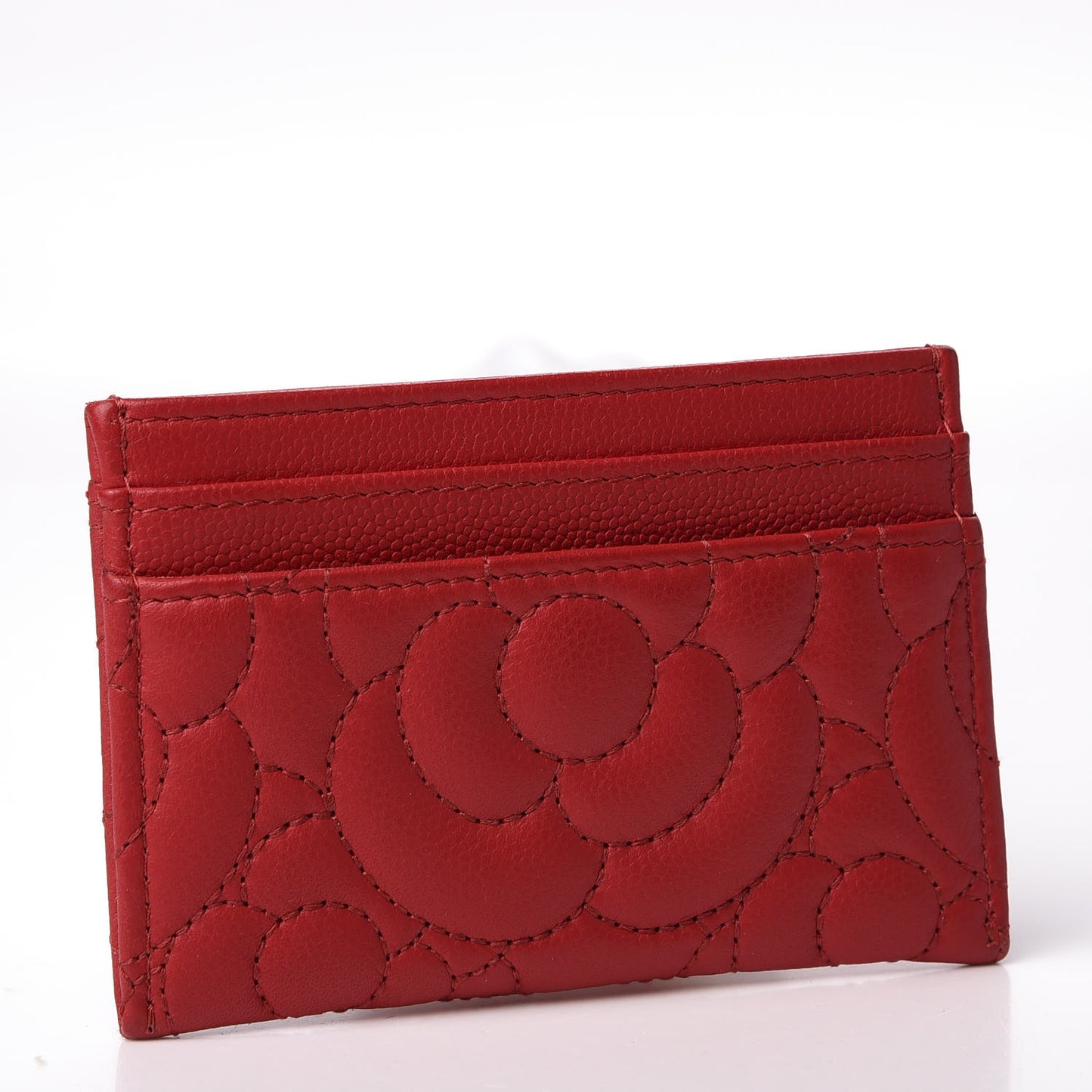 Caviar Camellia Embossed Card Holder Red