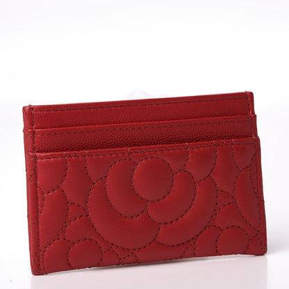 Chanel Caviar Camellia Embossed Card Holder Red 2 of 10