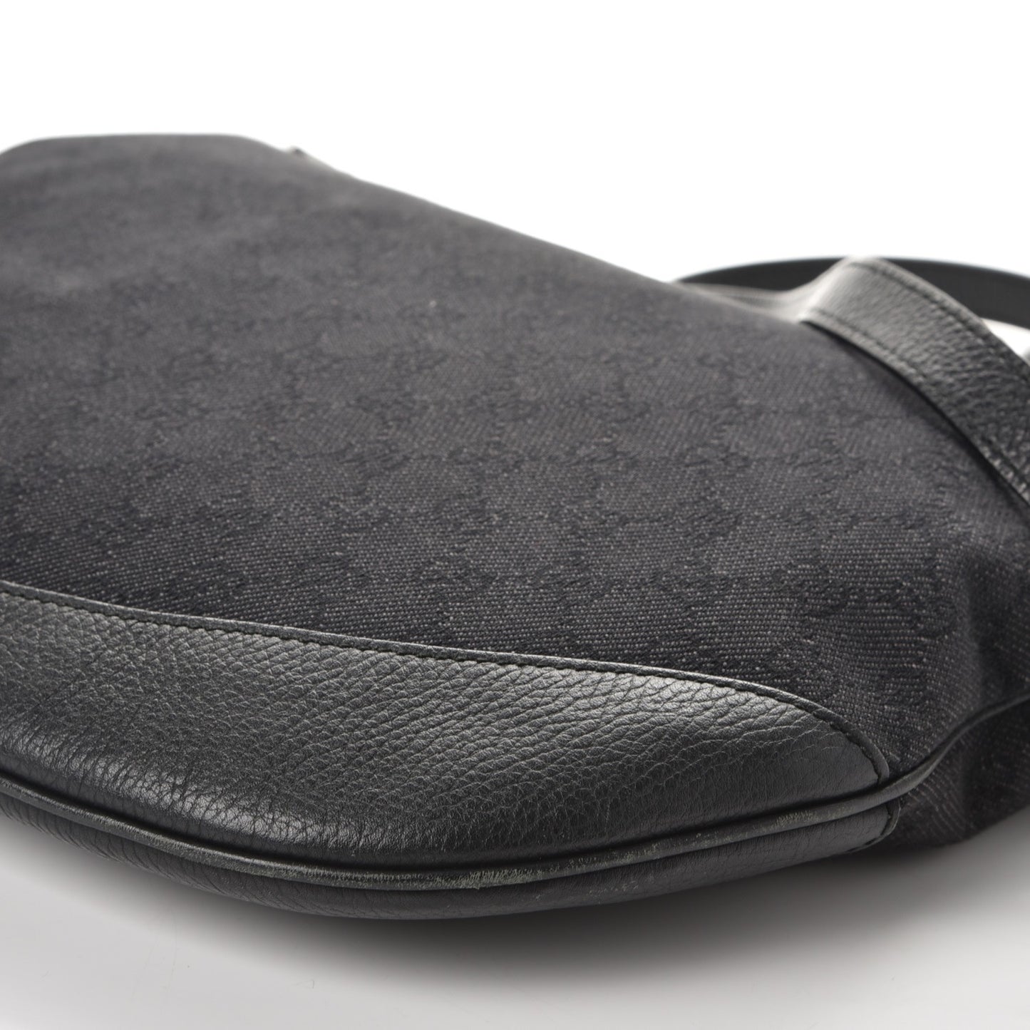 Denim Monogram Large Half Moon Hobo Black