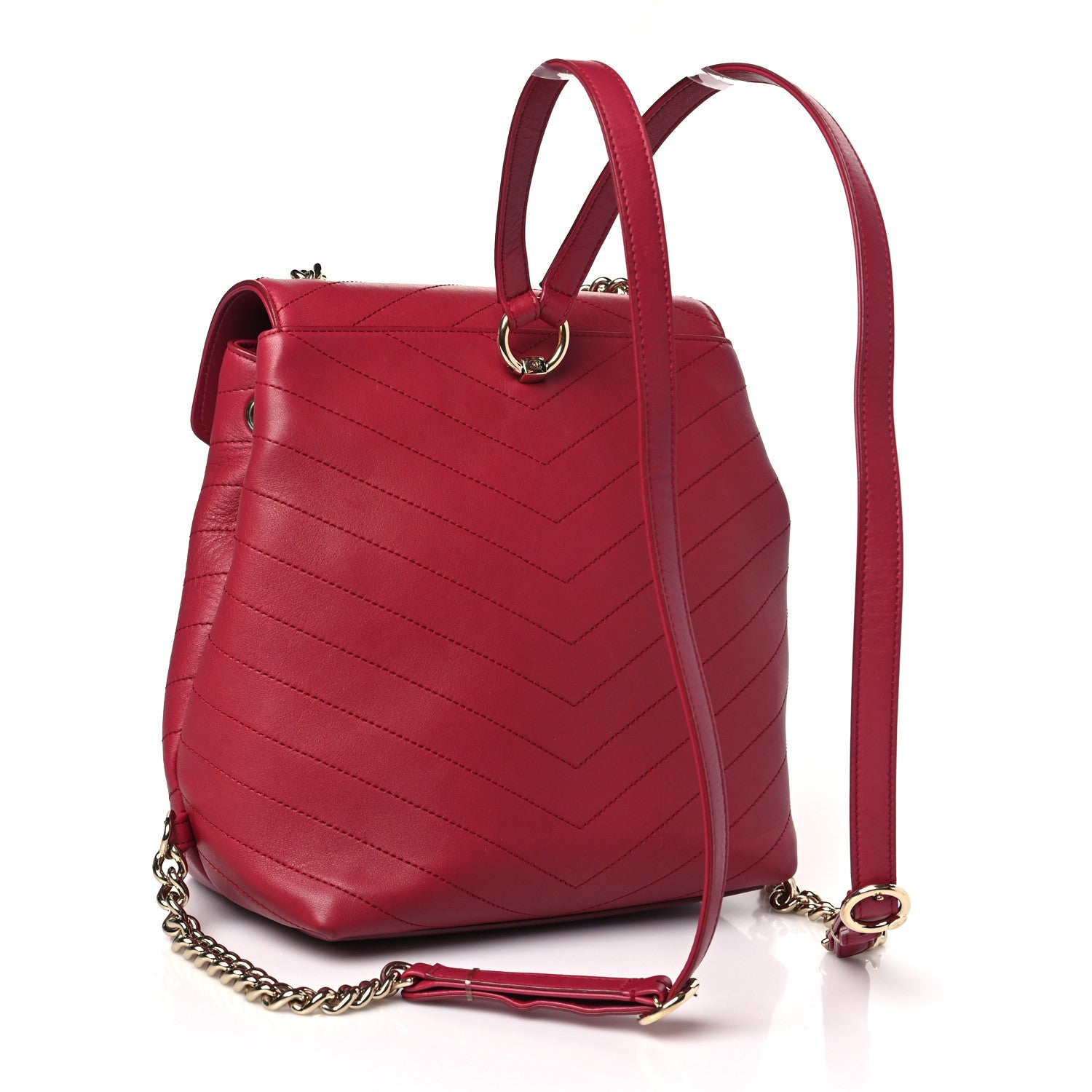 Chanel Calfskin Chevron Stitched Coco Backpack Dark Pink 3 of 9
