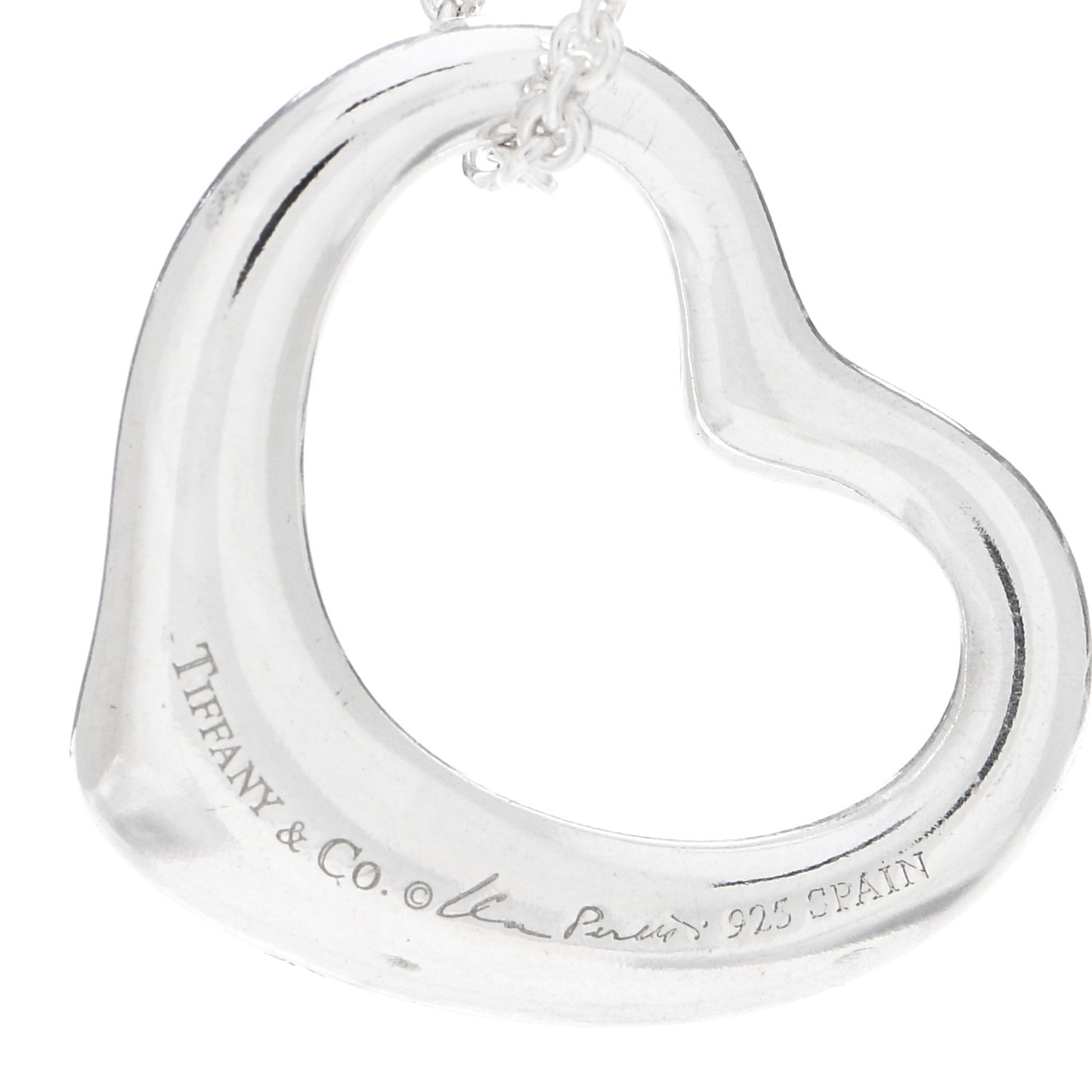 Sterling Silver 22mm Elsa Peretti Open Heart Pendant Necklace