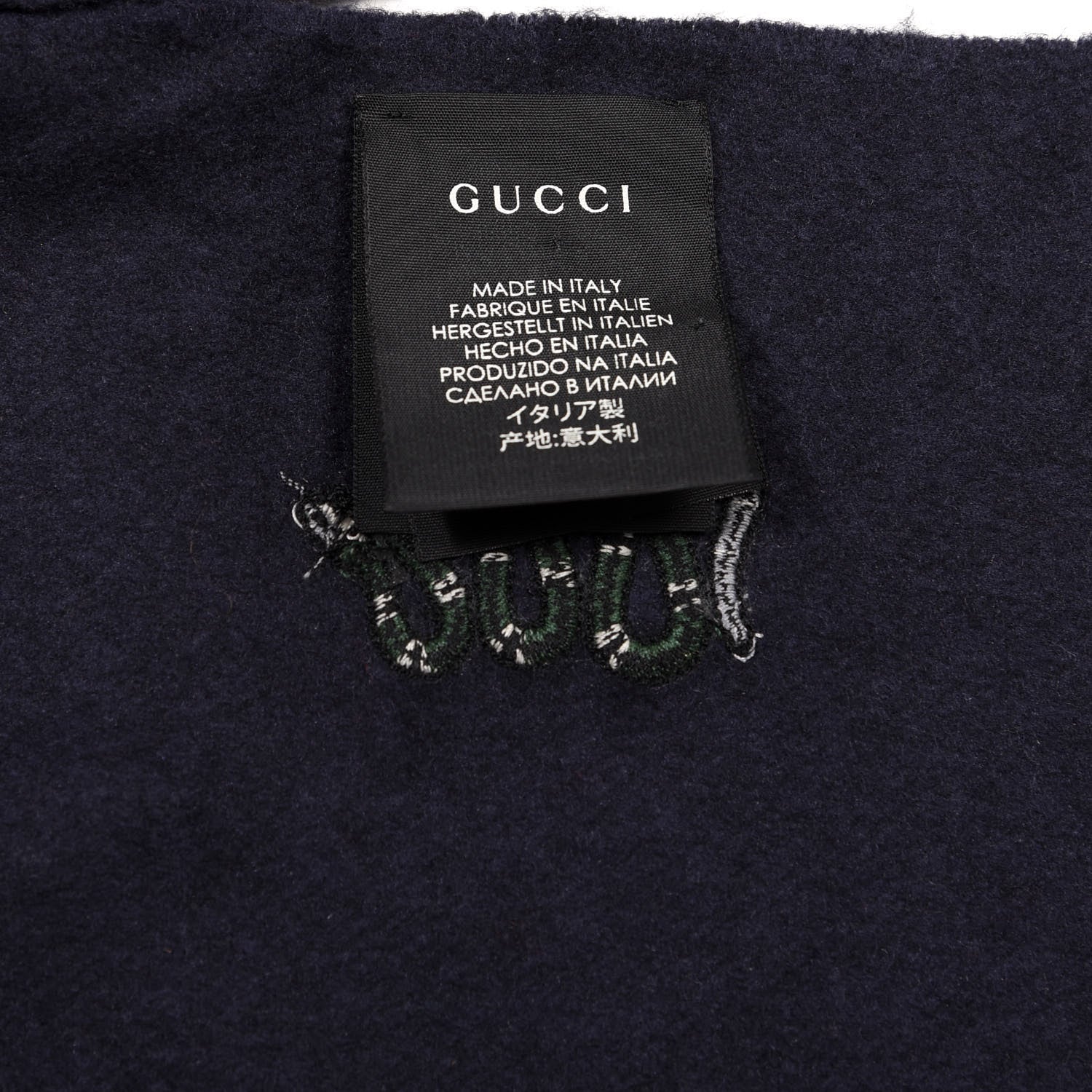 Gucci Silk Cashmere Soft Mixer Fringe Scarf Midnight Blue 4 of 5