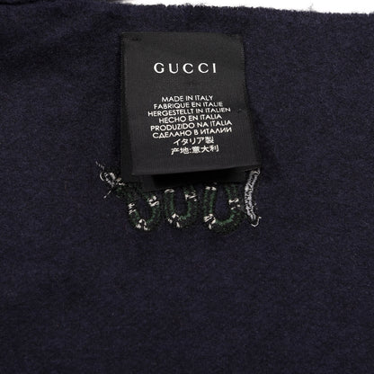 Gucci Silk Cashmere Soft Mixer Fringe Scarf Midnight Blue 4 of 5