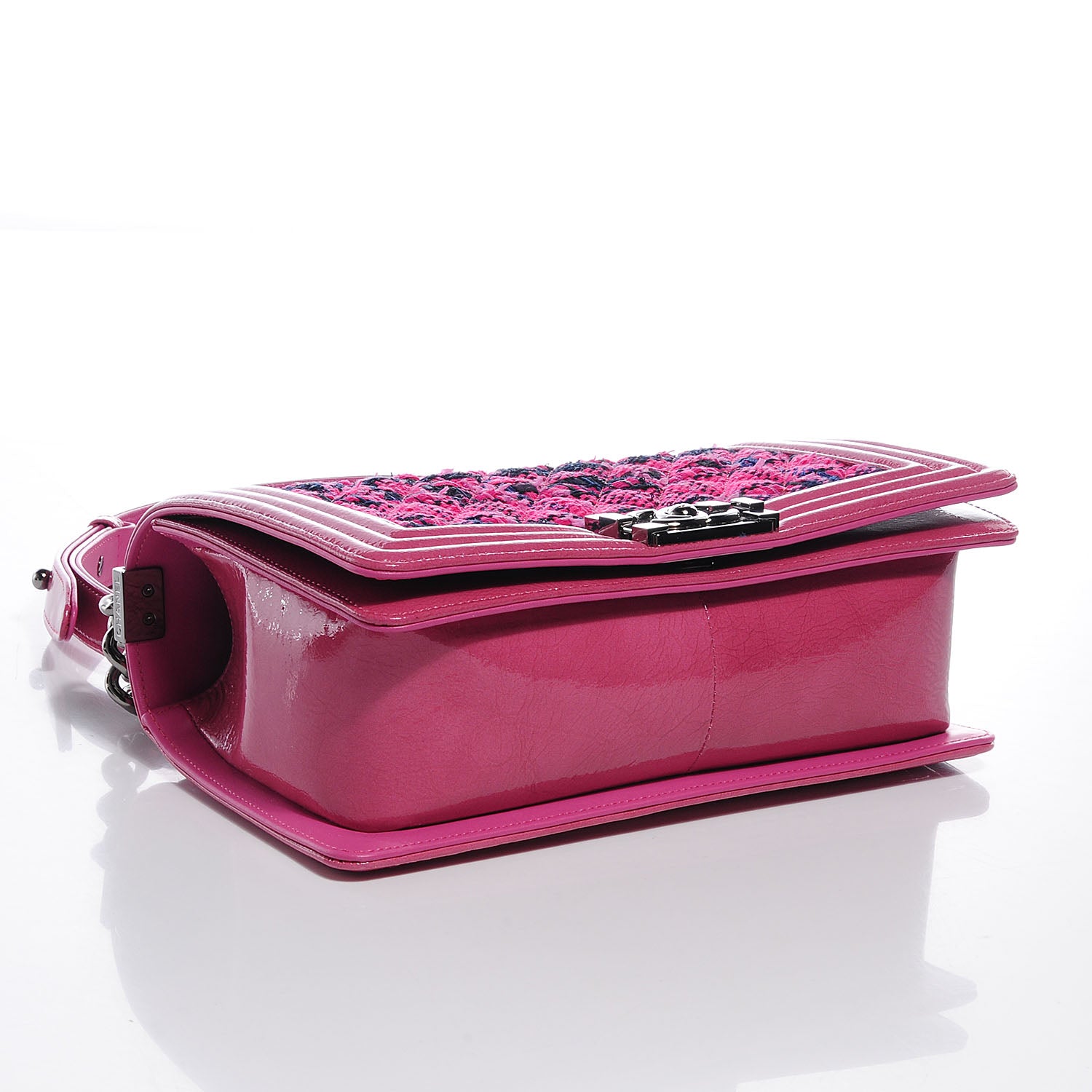 Chanel Patent Tweed Medium Boy Flap Fuchsia 4 of 8