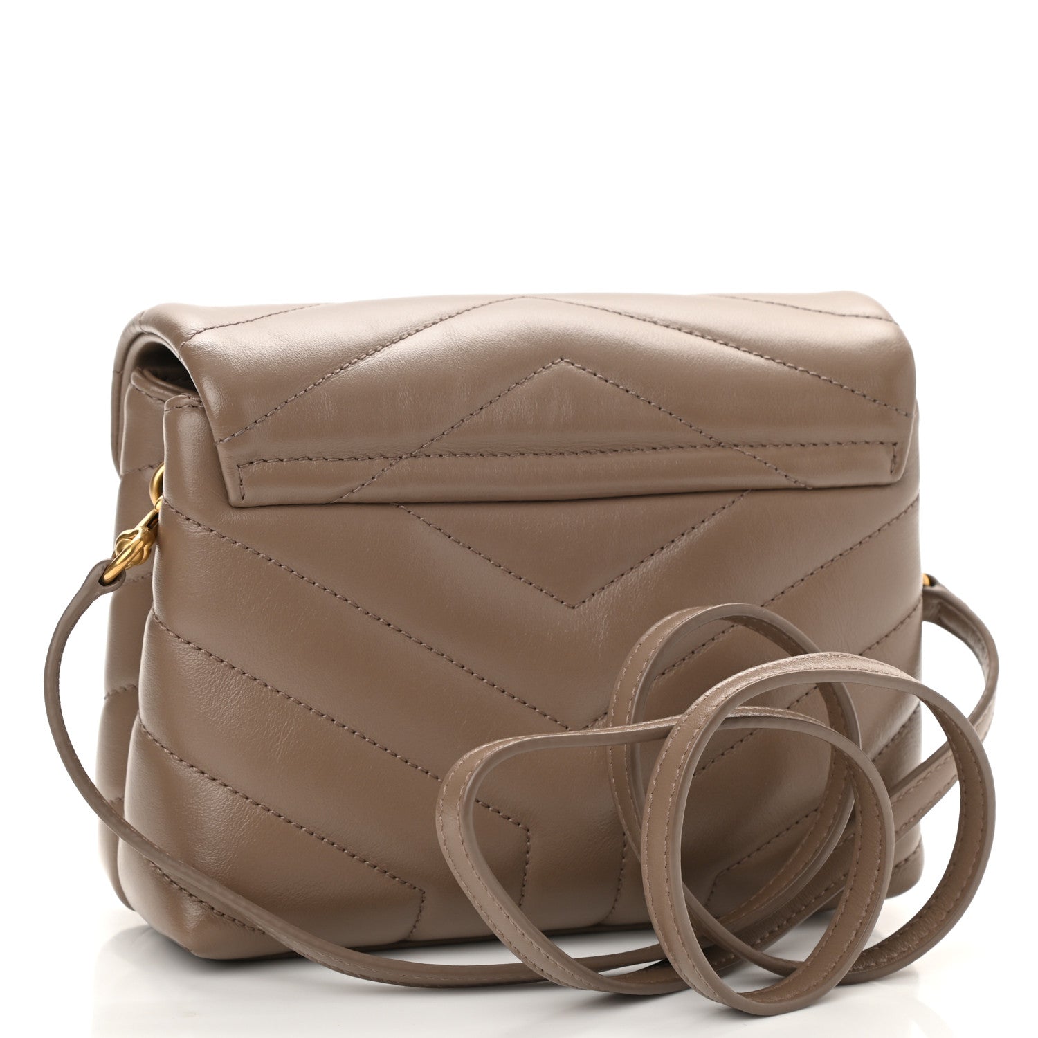 Saint Laurent Calfskin Y Quilted Monogram Toy Loulou Crossbody Bag Taupe 3 of 9