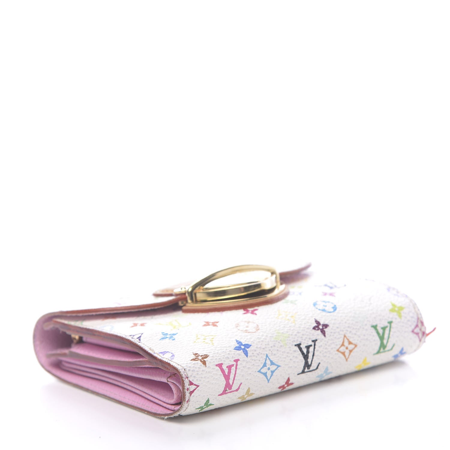 Louis Vuitton Monogram Multicolor Joey Wallet White Litchi 4 of 10