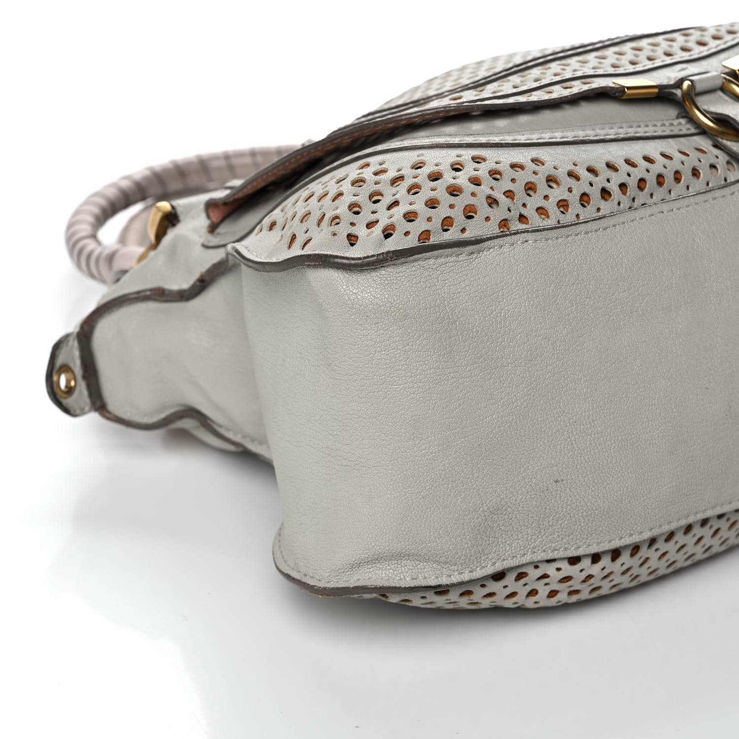 Chloe Calfskin Perforated Medium Marcie Satchel Grey 8 of 12