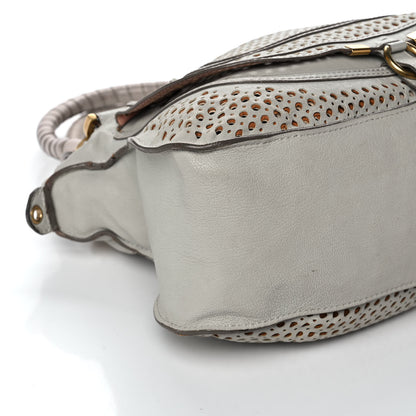 Chloe Calfskin Perforated Medium Marcie Satchel Grey 8 of 12
