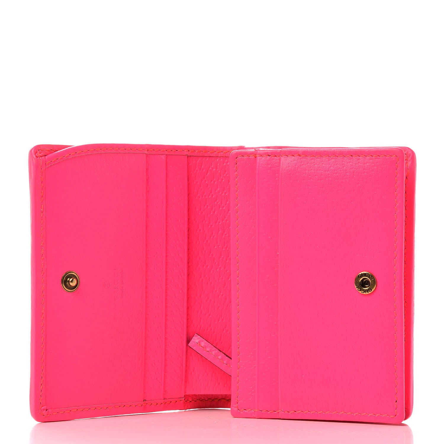 Gucci Calfskin Flora Print Zumi Card Case Fuxia Fluo 5 of 7