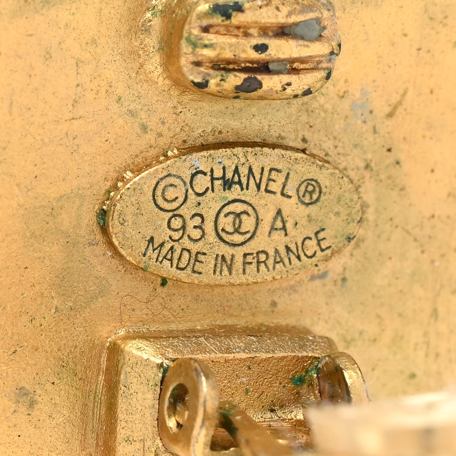 Chanel Metal CC Square Clip On Earrings Black Gold 3 of 4