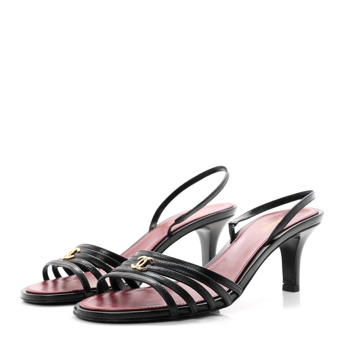 Goatskin CC Caged Sandals 38 Black
