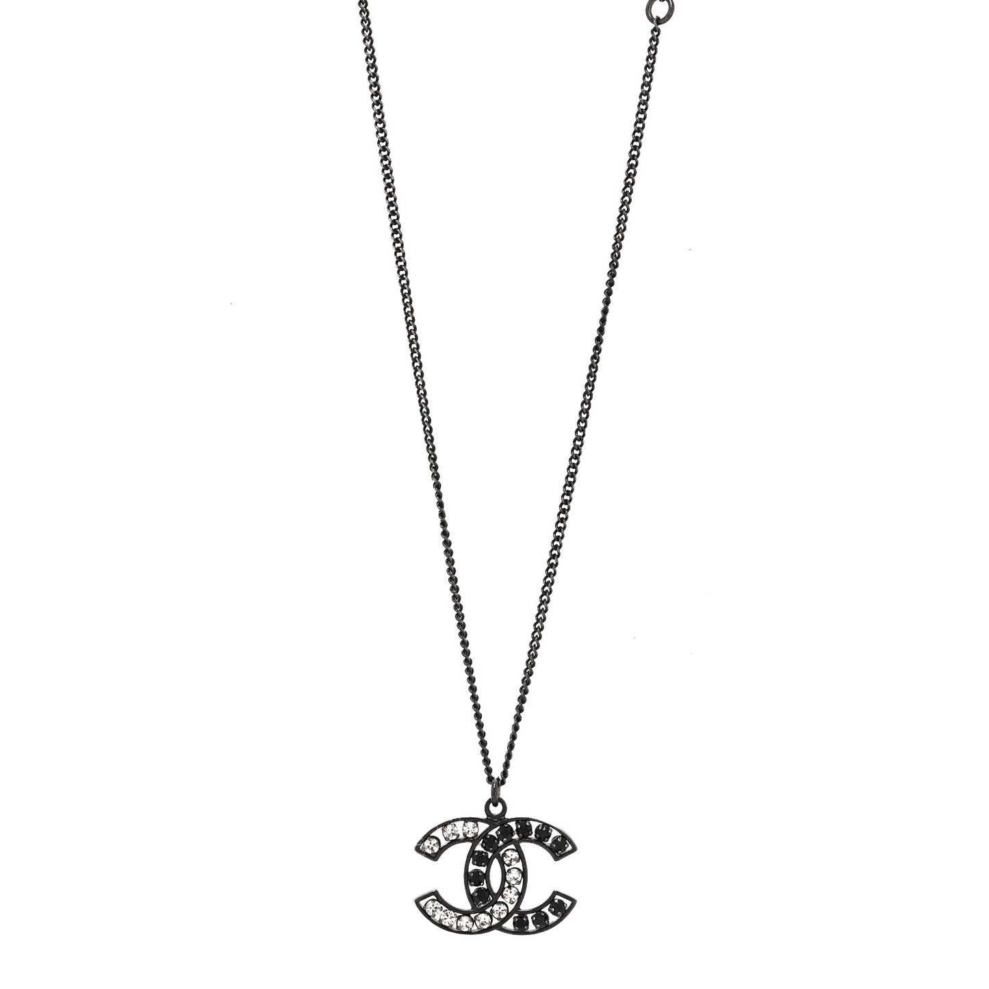 Ruthenium Crystal CC Necklace Black