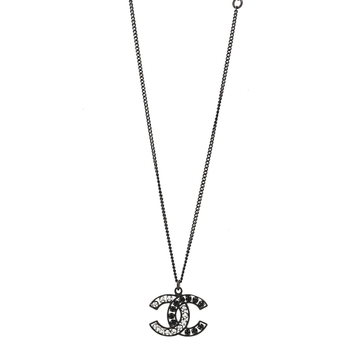 Chanel Ruthenium Crystal CC Necklace Black 1 of 5