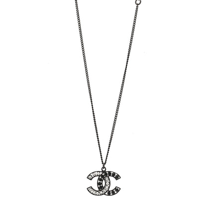 Chanel Ruthenium Crystal CC Necklace Black 1 of 5