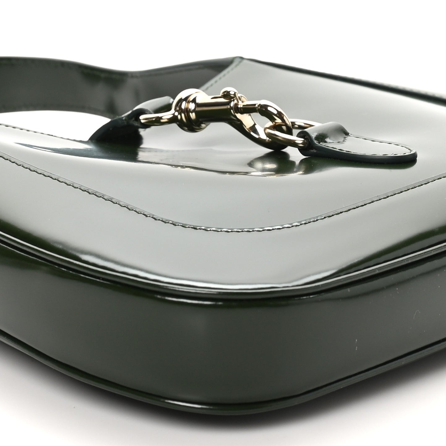 Glossed Calfskin Small Jackie Shoulder Bag Forest Green