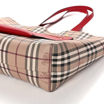 Burberry Grainy Calfskin Haymarket Check Small Reversible Tote Red 15 of 18