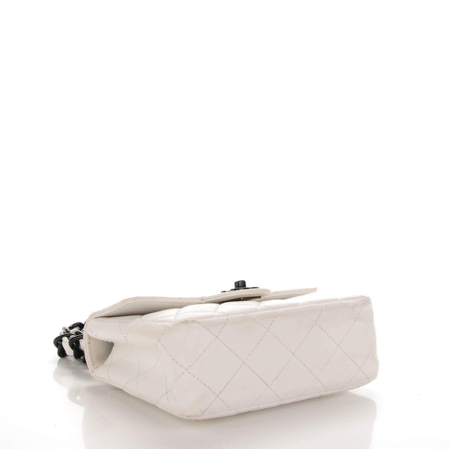 Lambskin Quilted Bekko Resin Mini Square Flap White