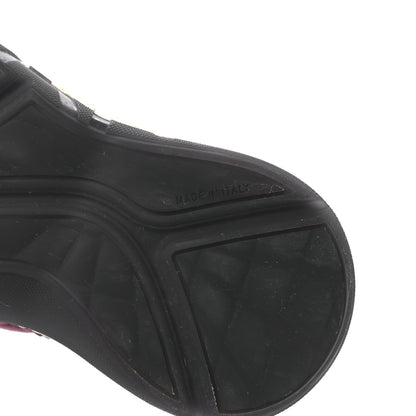 Chanel Tweed Suede Calfskin Grained Calfskin Womens CC Sneakers 35.5 Burgundy Black Silver 6 of 8