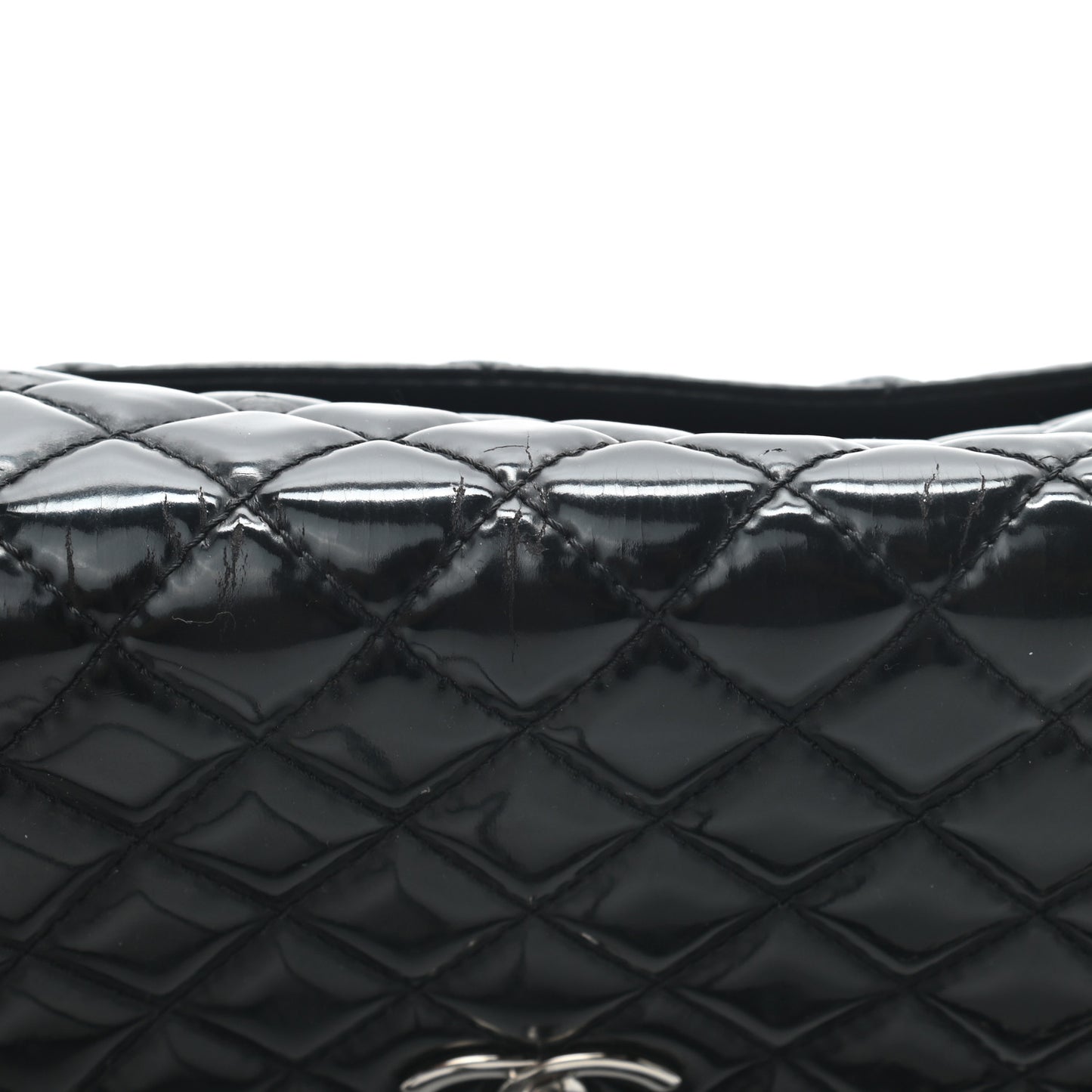 Vinyl Quilted In the Business Flap Bag Black