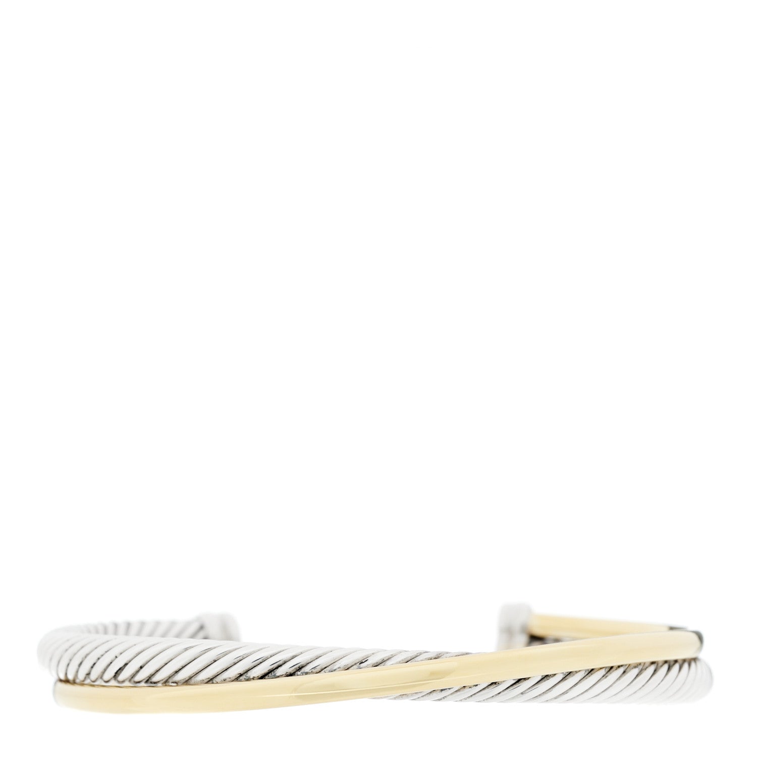 David Yurman Sterling Silver 18K Yellow Gold 5mm Crossover Cuff Bracelet 1 of 4