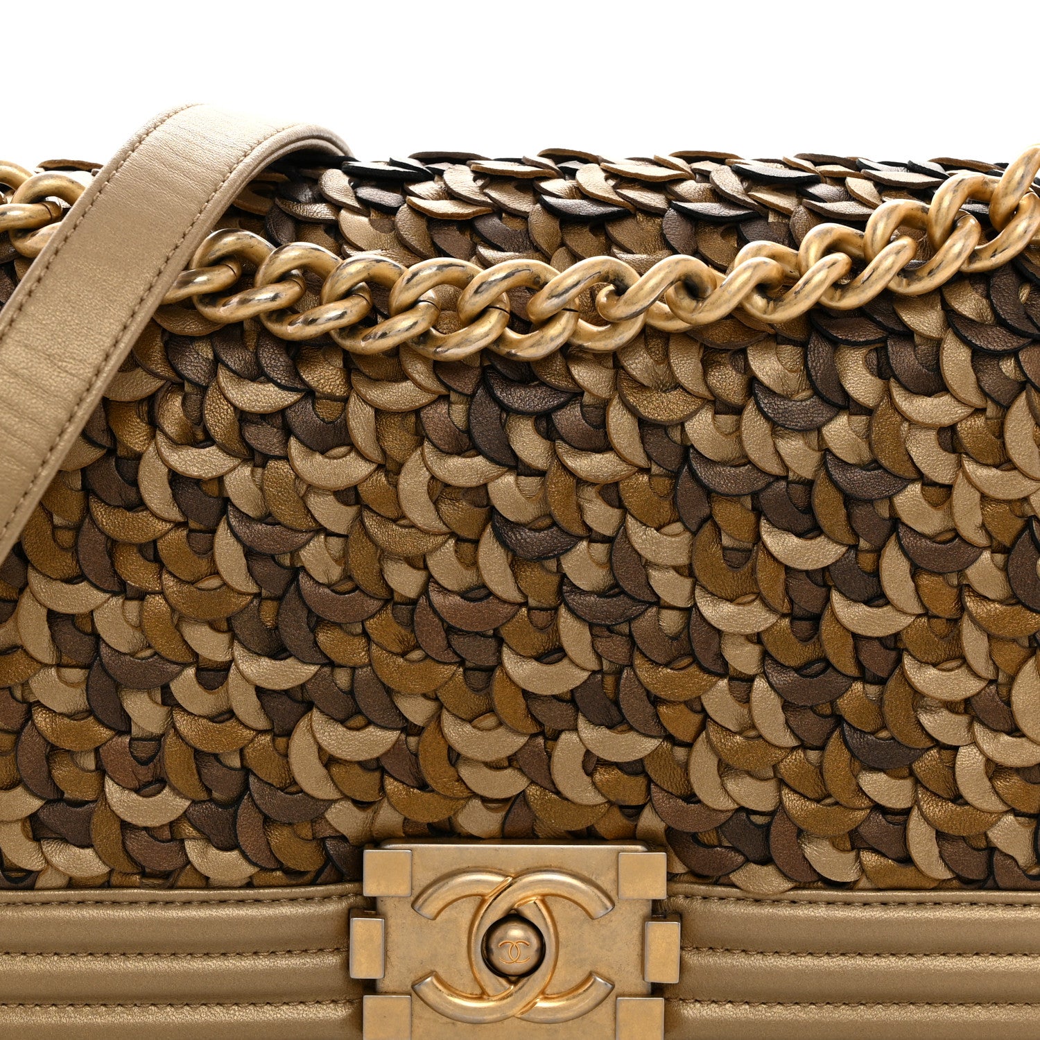 Chanel Metallic Lambskin Medium Scaled Boy Flap Gold 8 of 11