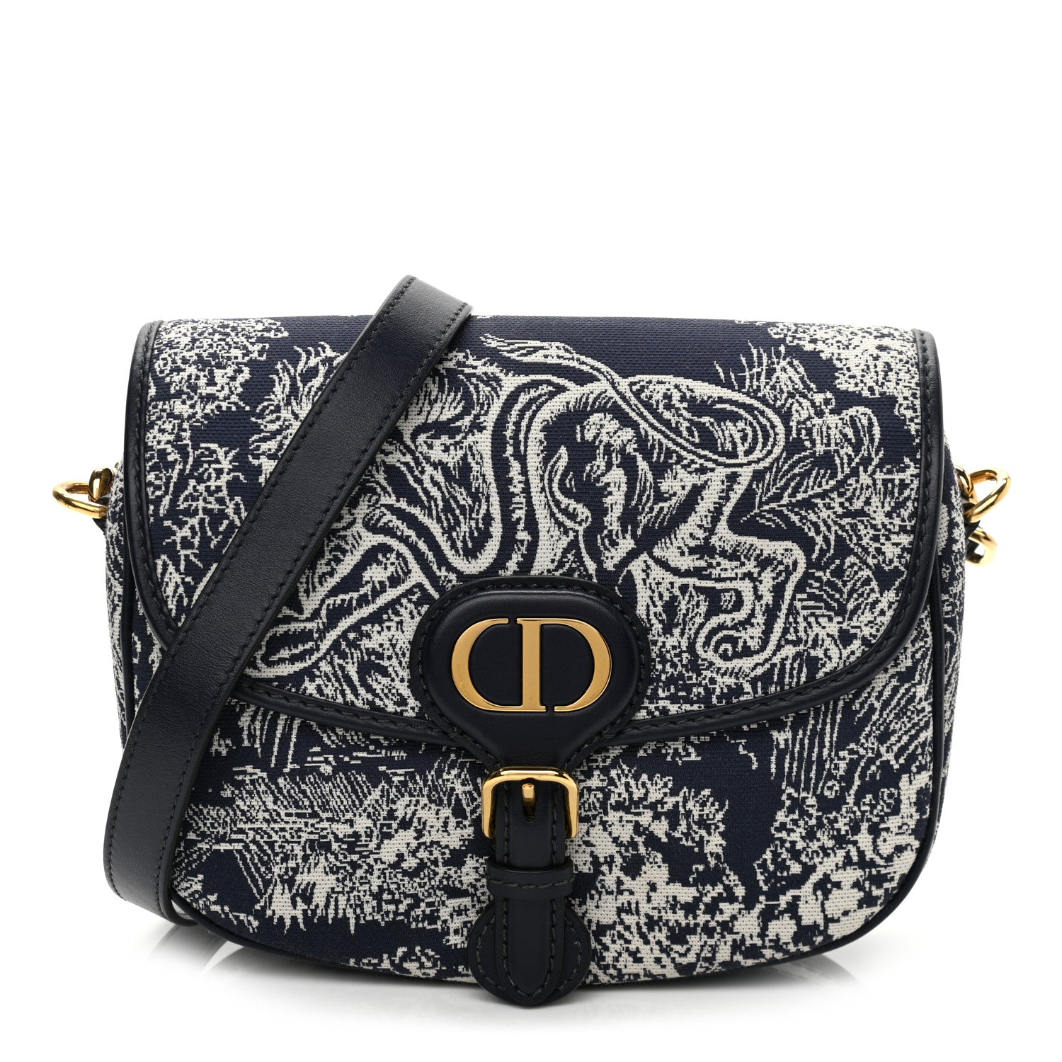 Christian Dior Canvas Toile de Jouy Reverse Embroidered Medium Bobby Flap Blue 1 of 9