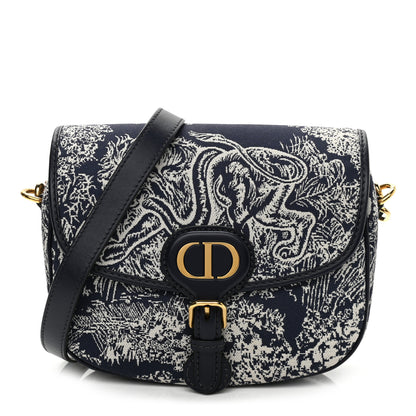 Christian Dior Canvas Toile de Jouy Reverse Embroidered Medium Bobby Flap Blue 1 of 9