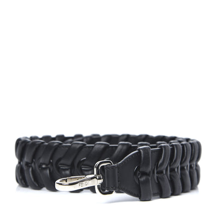 Fendi Vitello Dolce Shiny Nappa Lace Up Strap You Black 1 of 3